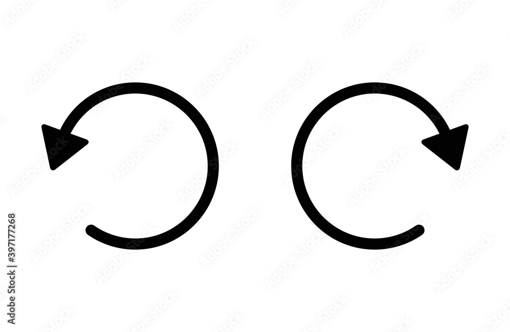 Two black circular arrow icons indicating counter-clockwise and clockwise rotation on a white background.