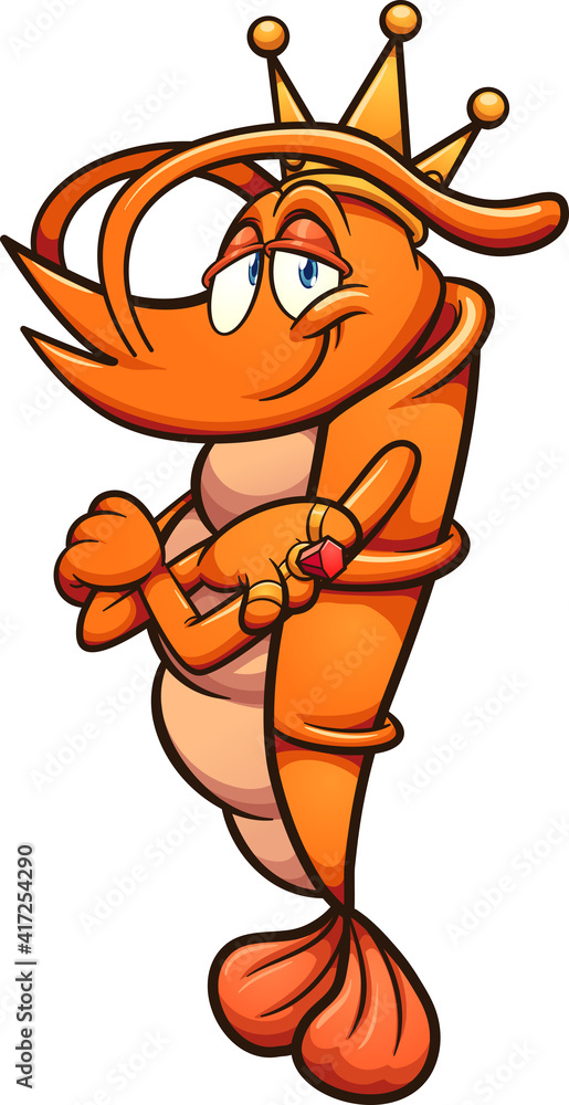 Royal Shrimp Cartoon Character - Fun & Royalty-Themed Illustration