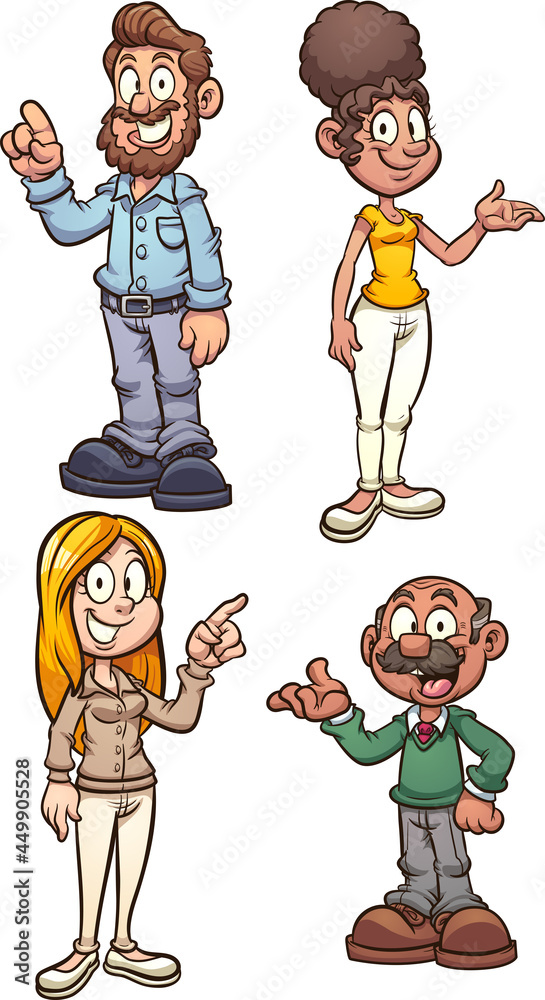 Friendly Cartoon Characters Set - Diverse Group Illustration for Web & Print
