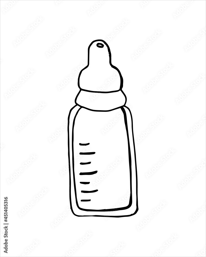 Baby Bottle Illustration - Simple Line Art for Parenting & Nursery Resources