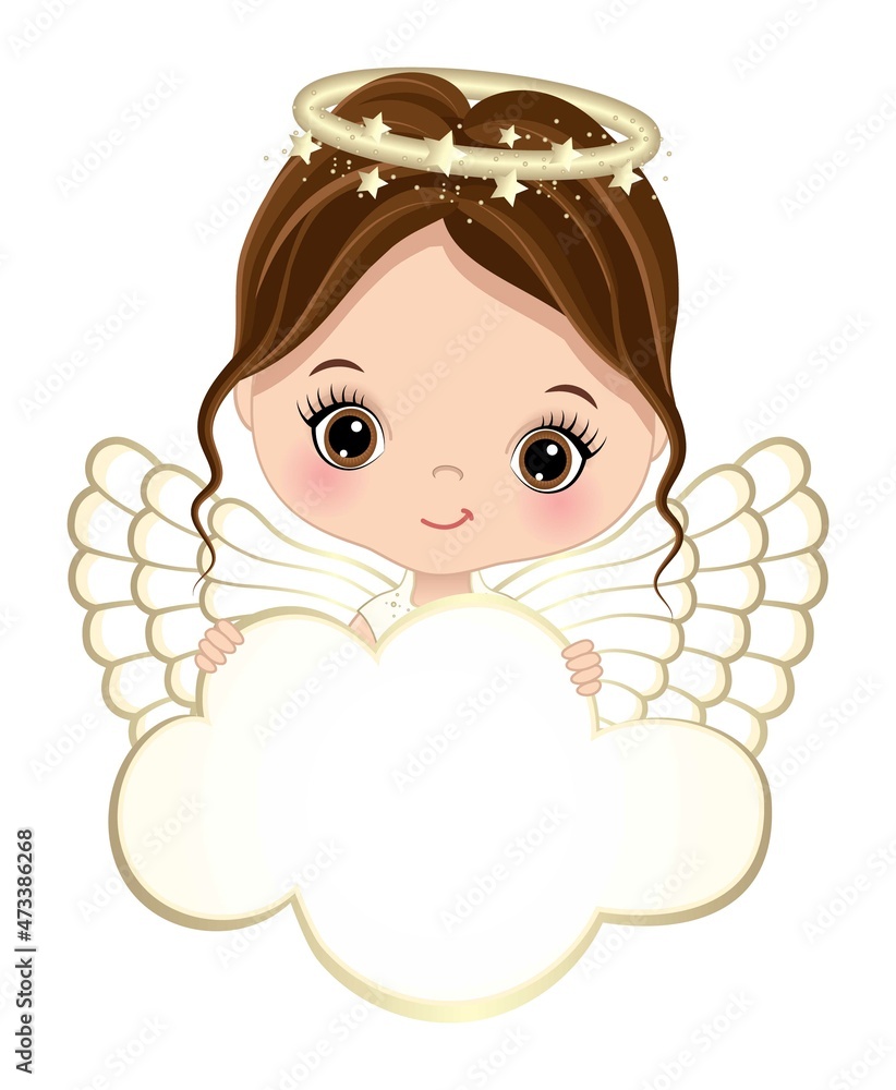 Cute Angel Clipart Vector Nativity Angel Ring Gold Wing Clipart