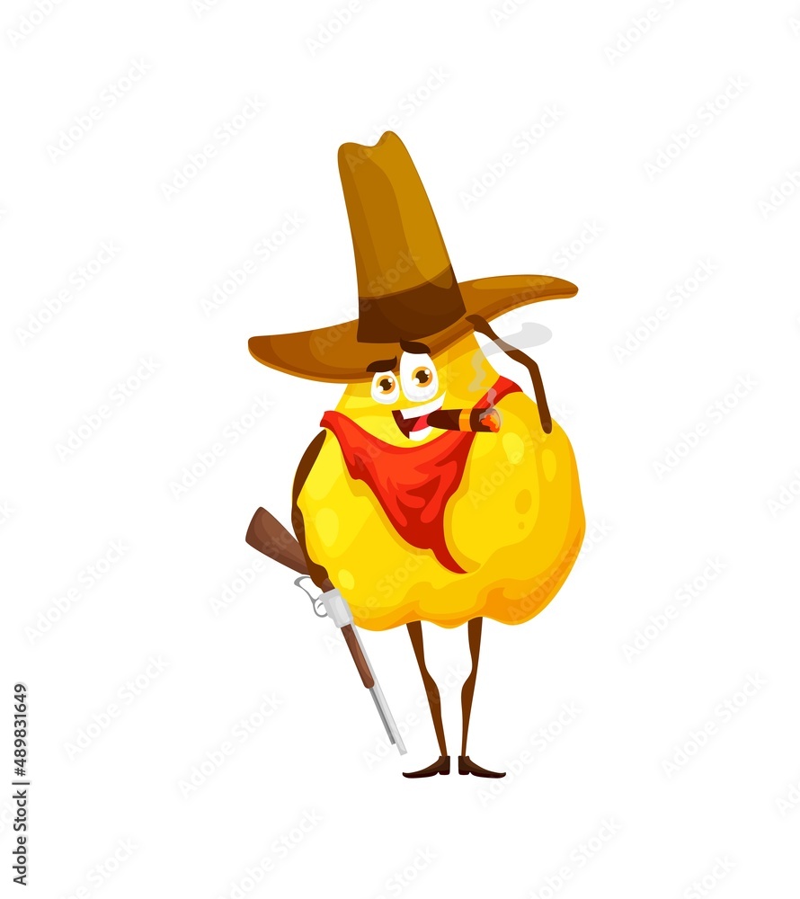 Cowboy Pear Character - Fun Food Mascot Illustration
