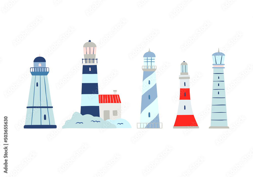 Cute Lighthouse Illustration Collection - Free Vector Art for Nautical Themes