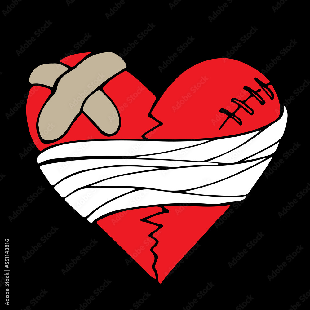 Premium Vector | Broken heart clipart drip blood heart injury with ...