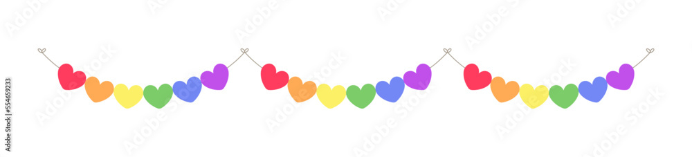 Rainbow Heart Garland Banner - Festive Decor for Pride, Weddings & Celebrations