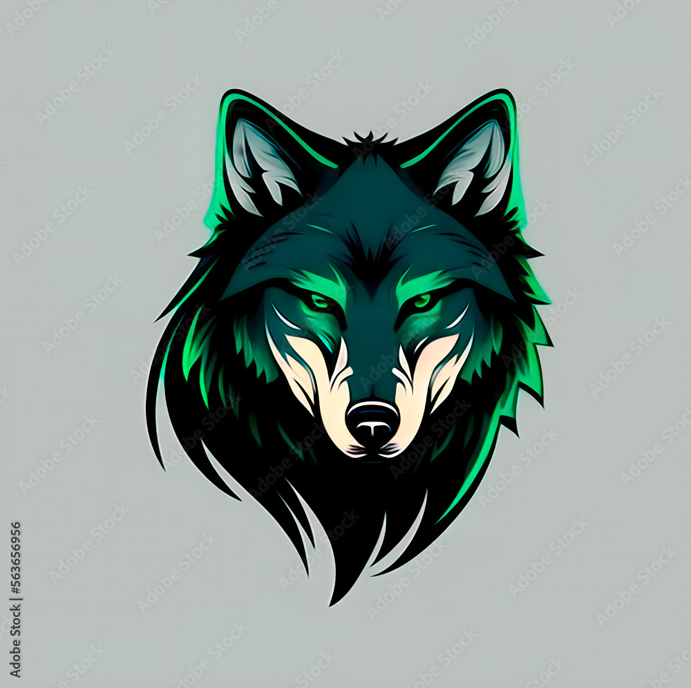 Wolf Icon On Green Background Royalty Free SVG, Cliparts, Vectors ...