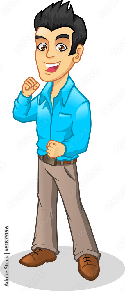 Motivated Businessman Cartoon - Positive Leadership & Success Illustration