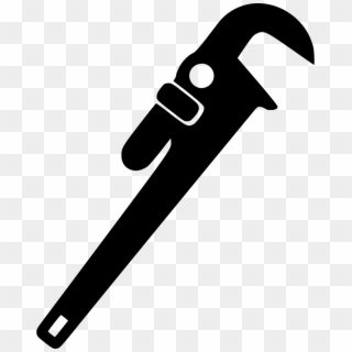 Black adjustable pipe wrench icon on transparent background