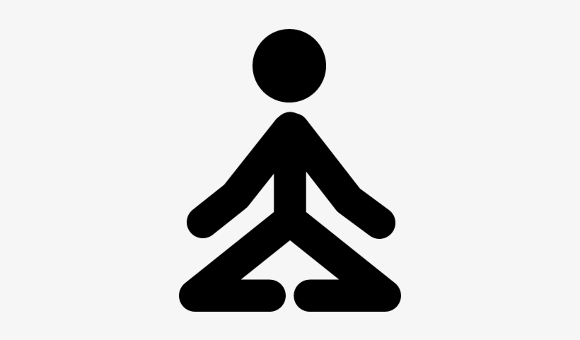 Black silhouette of a person in seated cross-legged meditation pose on white background.
