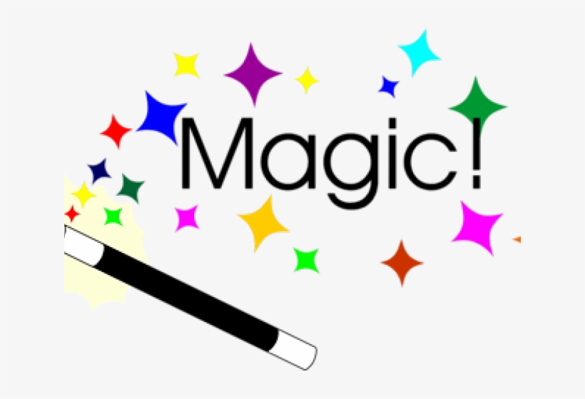 A magic wand emitting colorful stars with the word "Magic!" in bold black text.