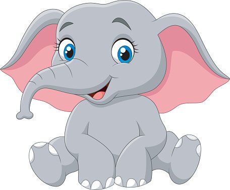 Adorable Baby Elephant Cartoon - Free Vector Illustration for Kids’ Content