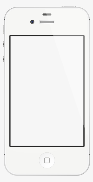 White Apple iPhone 4S front view with blank screen, home button, and earpiece.