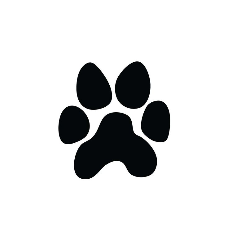 Black silhouette of a dog or cat paw print on white background.