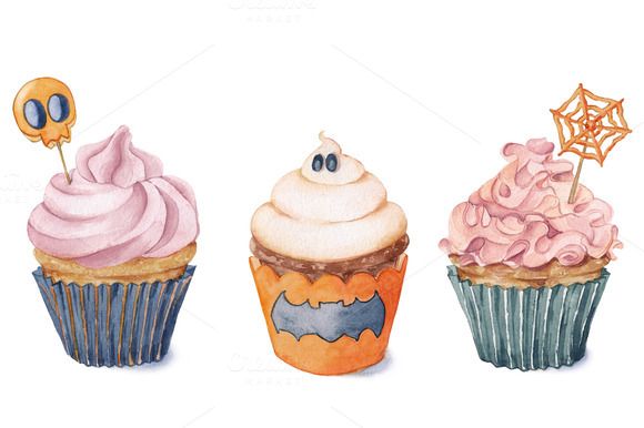 Spooky Halloween Cupcakes - Watercolor Illustration for Festive Baking Ideas