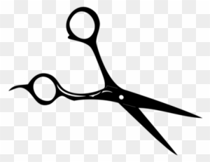 Black silhouette of professional hairdressing scissors on transparent background