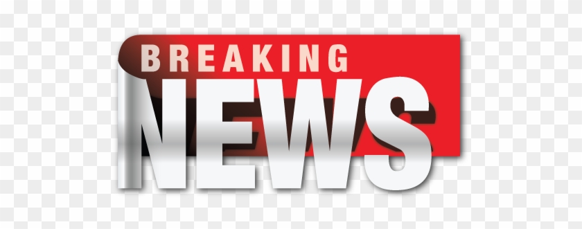 Breaking News graphic with bold white text on red banner, stylized 3D effect and transparency background.