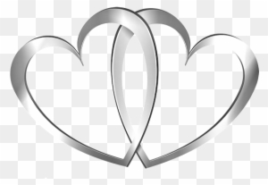 Interlocking silver hearts symbolizing love, unity, and partnership on transparent background.