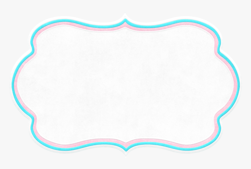 Decorative pastel-colored scalloped frame with pink and cyan borders on white background.