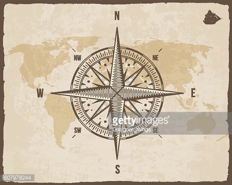 Vintage Nautical Set Use This Stuff Everywhere You Need Nautical   104284911 Vintage Nautical Compass Old World Map On Vector Paper Texture 