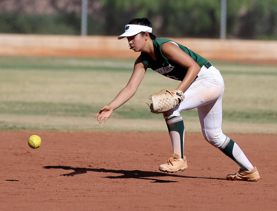 Softball Fielding Action - Player Making a Ground Ball Play