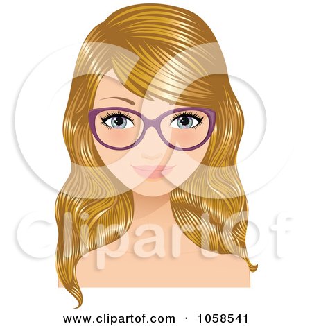 Stylish Woman with Purple Glasses - Vector Illustration for Fashion & Eyewear Sites