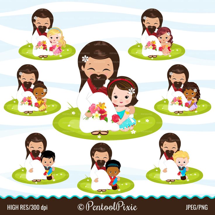 Jesus and Children Clipart - High-Resolution Religious Illustrations
