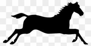 Black silhouette of a galloping horse in mid-stride on transparent background.