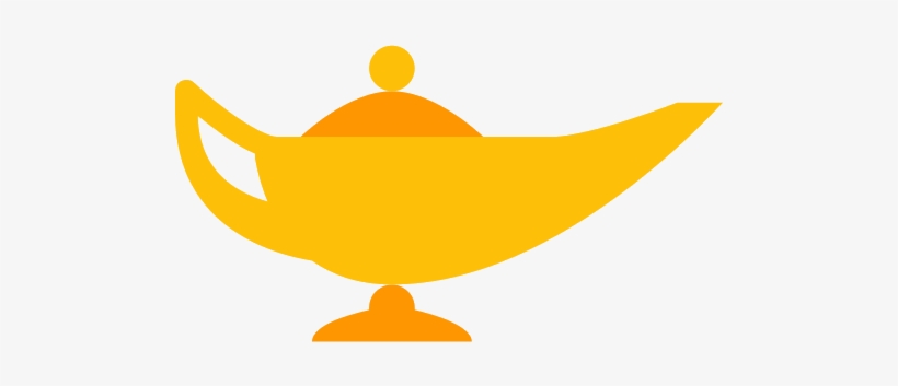 Golden genie lamp icon with orange accents, stylized as a classic magic lamp from folklore.