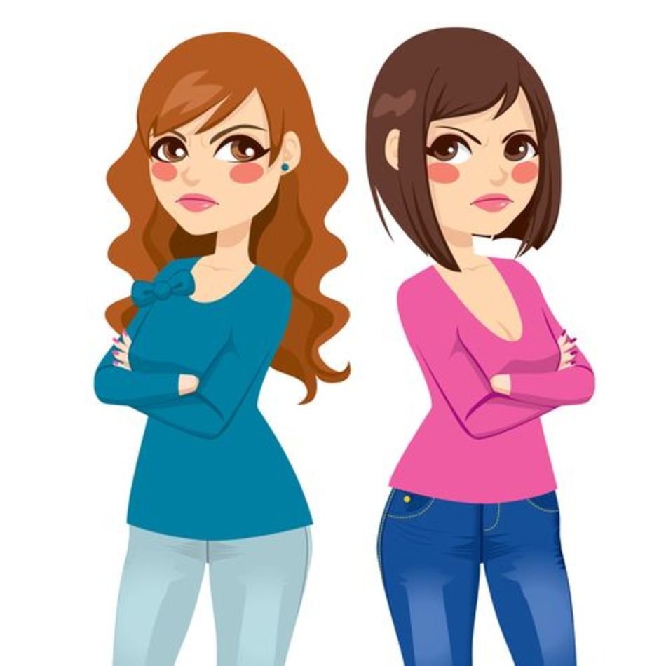 Illustration of Two Women Expressing Disagreement or Skepticism