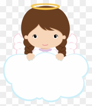 Angel Girl Holding Blank Cloud Sign - Free Clipart for Greeting Cards & Websites