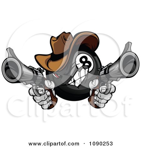 Cowboy 8-Ball Mascot Clipart - Fun Billiards & Western Theme Graphic