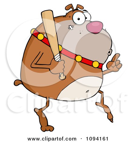 Fun Cartoon Dog Superhero with Baseball Bat - Clipart Illustration