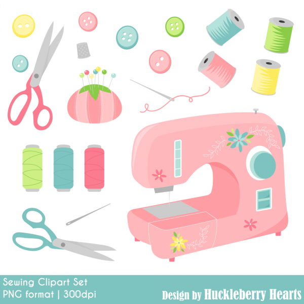 Sewing supplies watercolor clipart