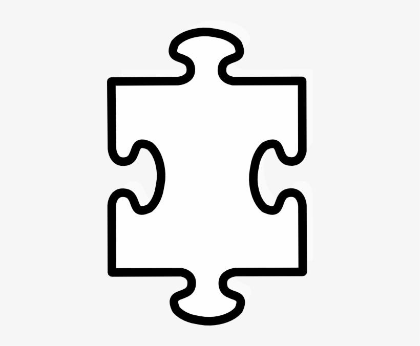 Black outline of a single interlocking jigsaw puzzle piece on white background.