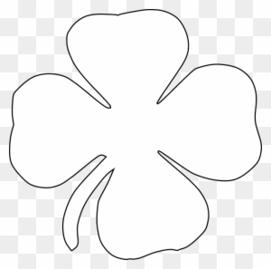 Simple black-outline four-leaf clover on transparent background, symbolizing luck and St. Patrick’s Day.