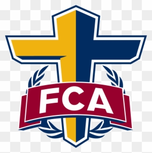 FCA logo featuring a yellow and blue cross, laurel wreath, and red banner with white "FCA" text.