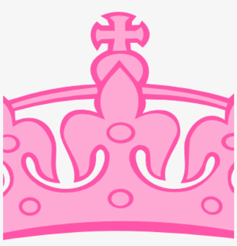 Pink stylized crown with fleur-de-lis motifs and a cross finial, outlined in bold magenta.