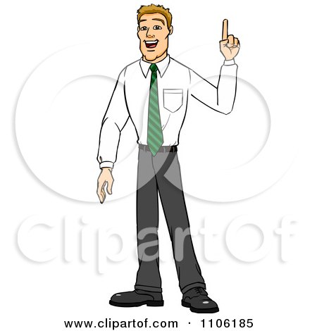 Businessman Pointing Up - Idea, Solution, or Eureka Moment Clipart
