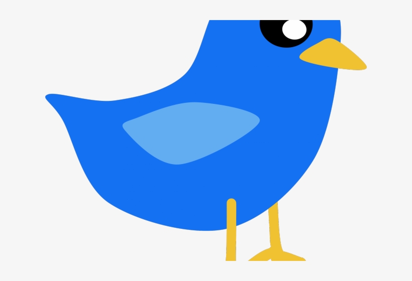 Blue cartoon bird with yellow beak and legs, stylized minimalist design on white background.