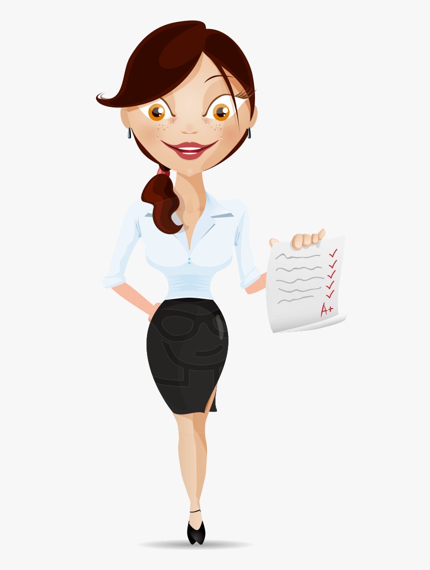 Professional Businesswoman Holding A+ Graded Document - Stock Illustration