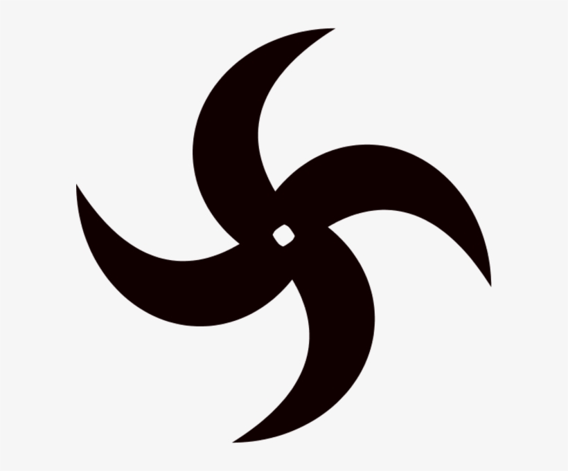 Black four-bladed shuriken symbol on white background, stylized ninja throwing star design.