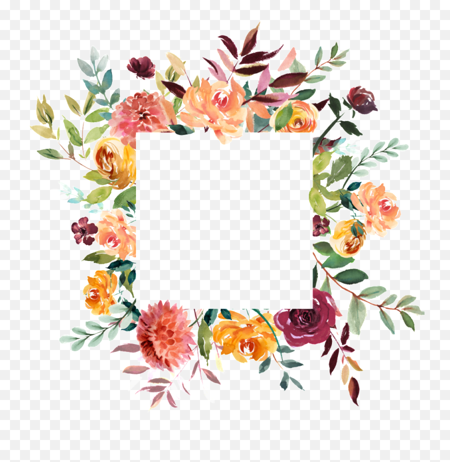 Elegant Watercolor Floral Frame - Free PNG Download for Invitations & Designs