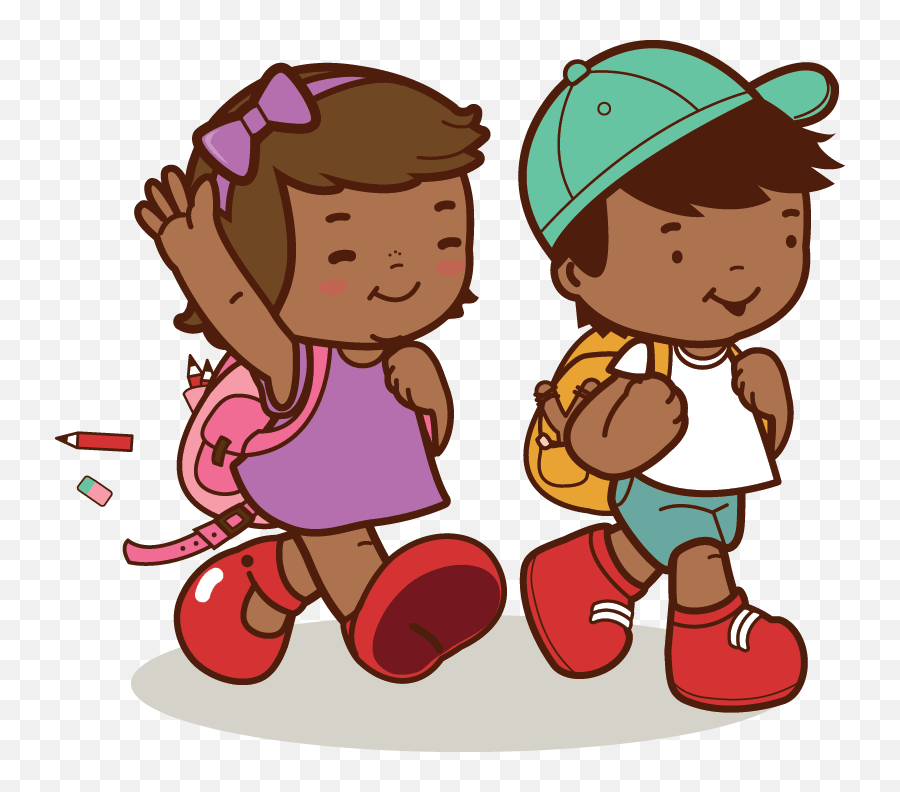 Happy Kids Walking to School - Free Clipart for Education & Websites