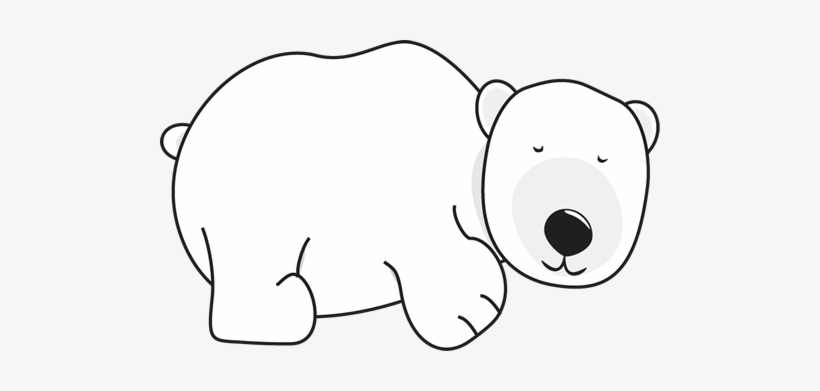 Simple line drawing of a peaceful, sleeping polar bear with closed eyes and rounded body.