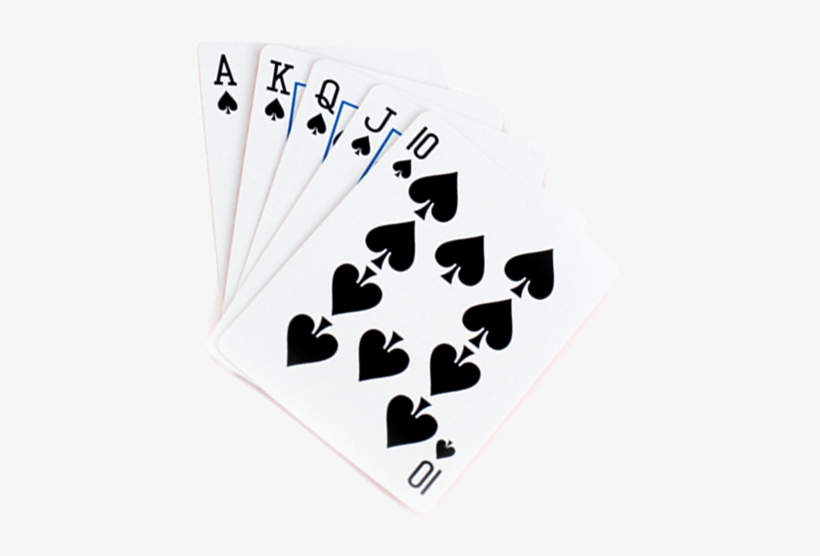A fanned hand of spade playing cards from Ace to Ten, arranged in descending order on a white background.