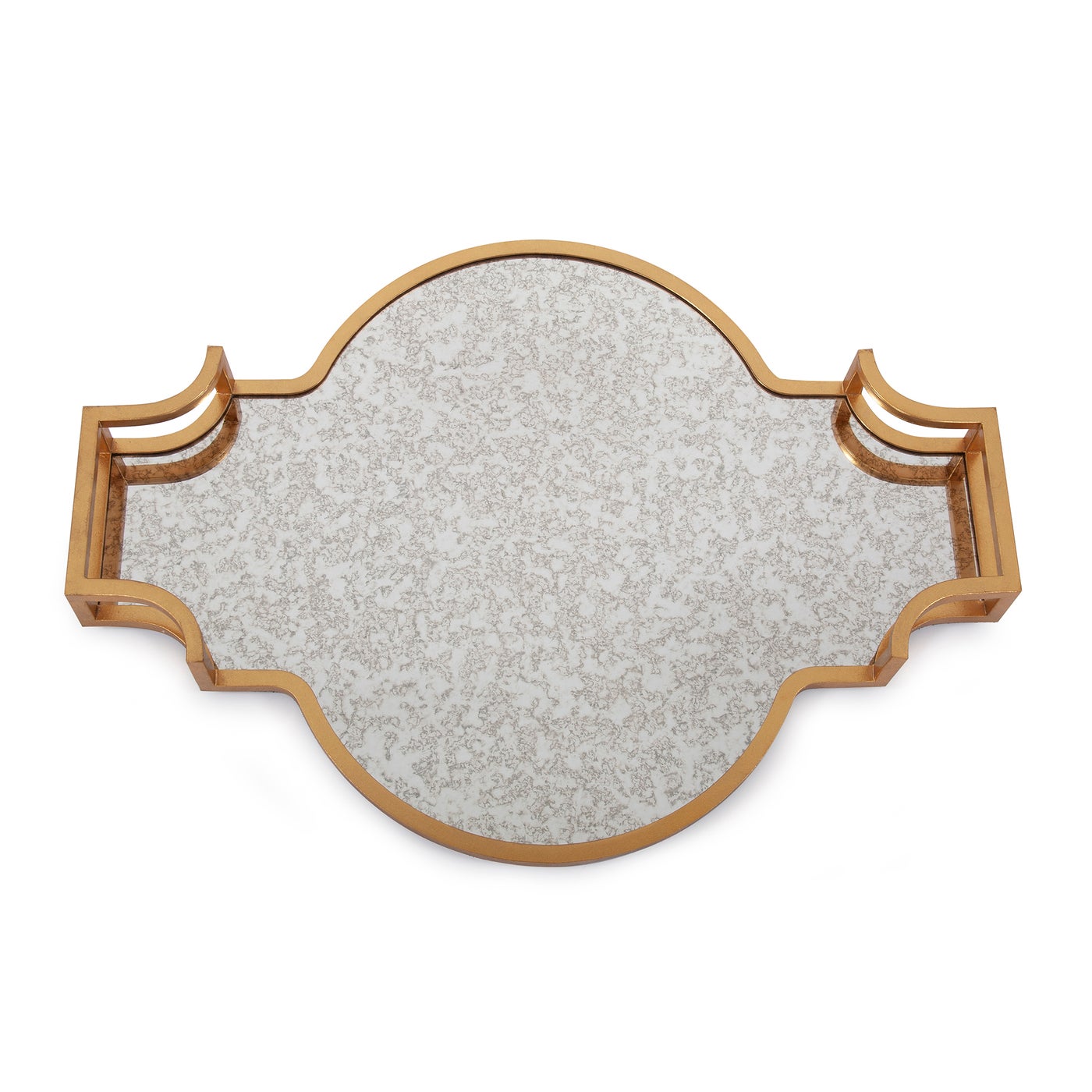 Elegant Gold-Framed Mirrored Tray - Decorative Serving & Display Piece