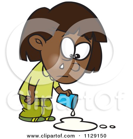 Cartoon Girl Spilling Liquid - Free Clipart for Educational & Parenting Content