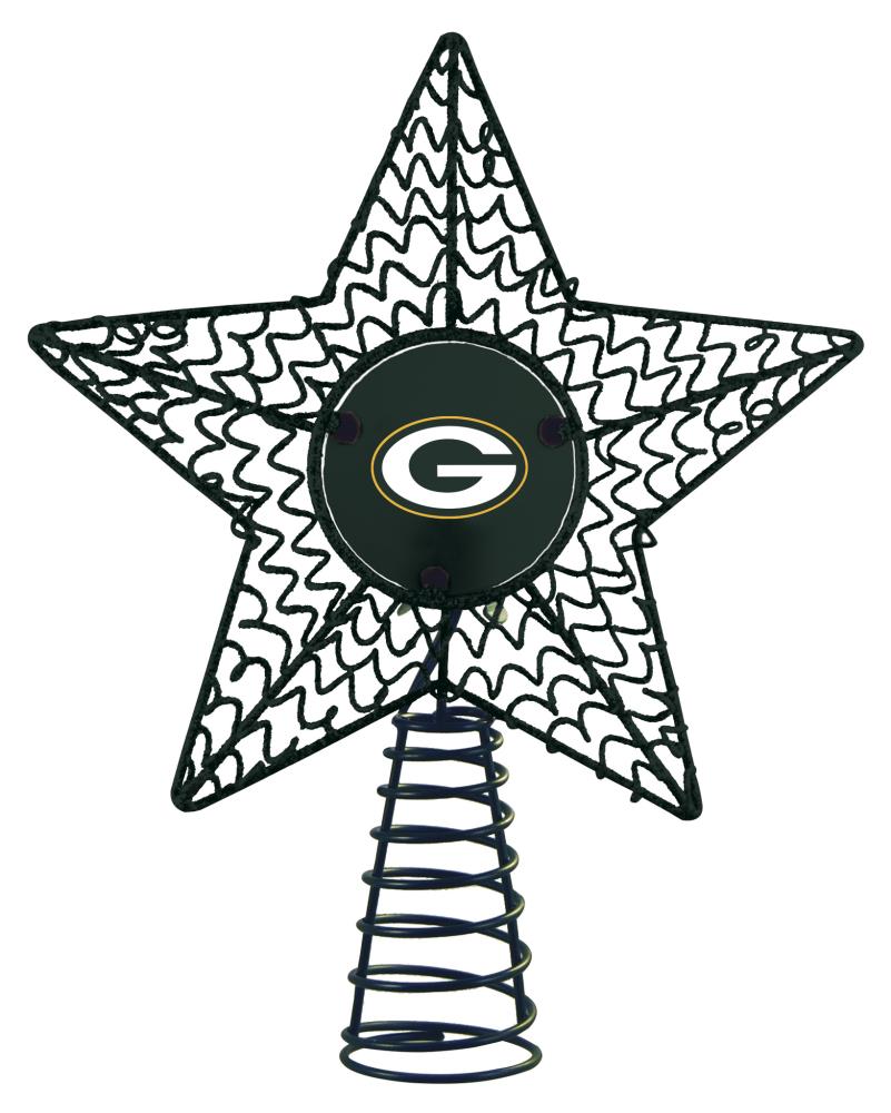 Green Bay Packers wire star tree topper with team logo and spring base