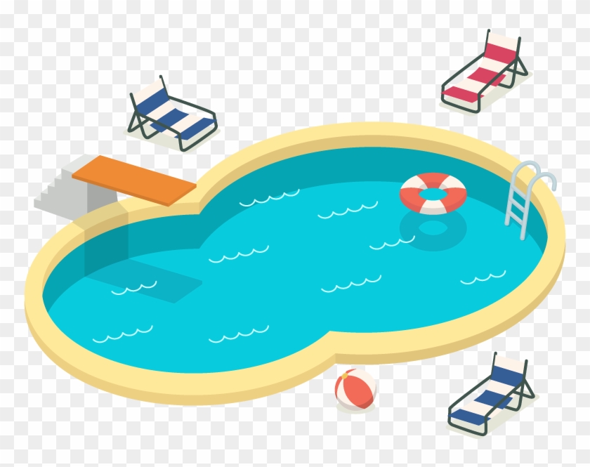 Summer Clipart-people enjoying backyard swimming pool during hot summer  clipart