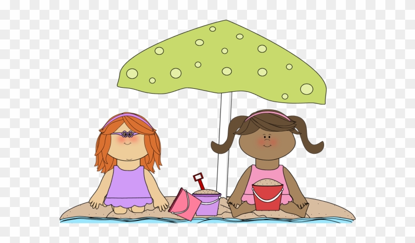 Beach Playtime Clipart - Diverse Kids Under Umbrella | Free Download